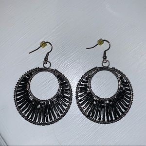 Shiny black bead earrings